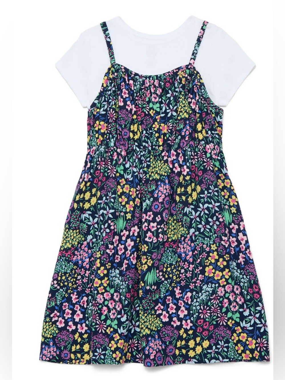 NWT Wonder Nation 2-Piece Floral Slip Dress & Ribbed Tee Set Girls XS 4-5